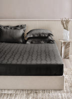 STREAK-CHARCOAL GREY KING BED SHEET SET