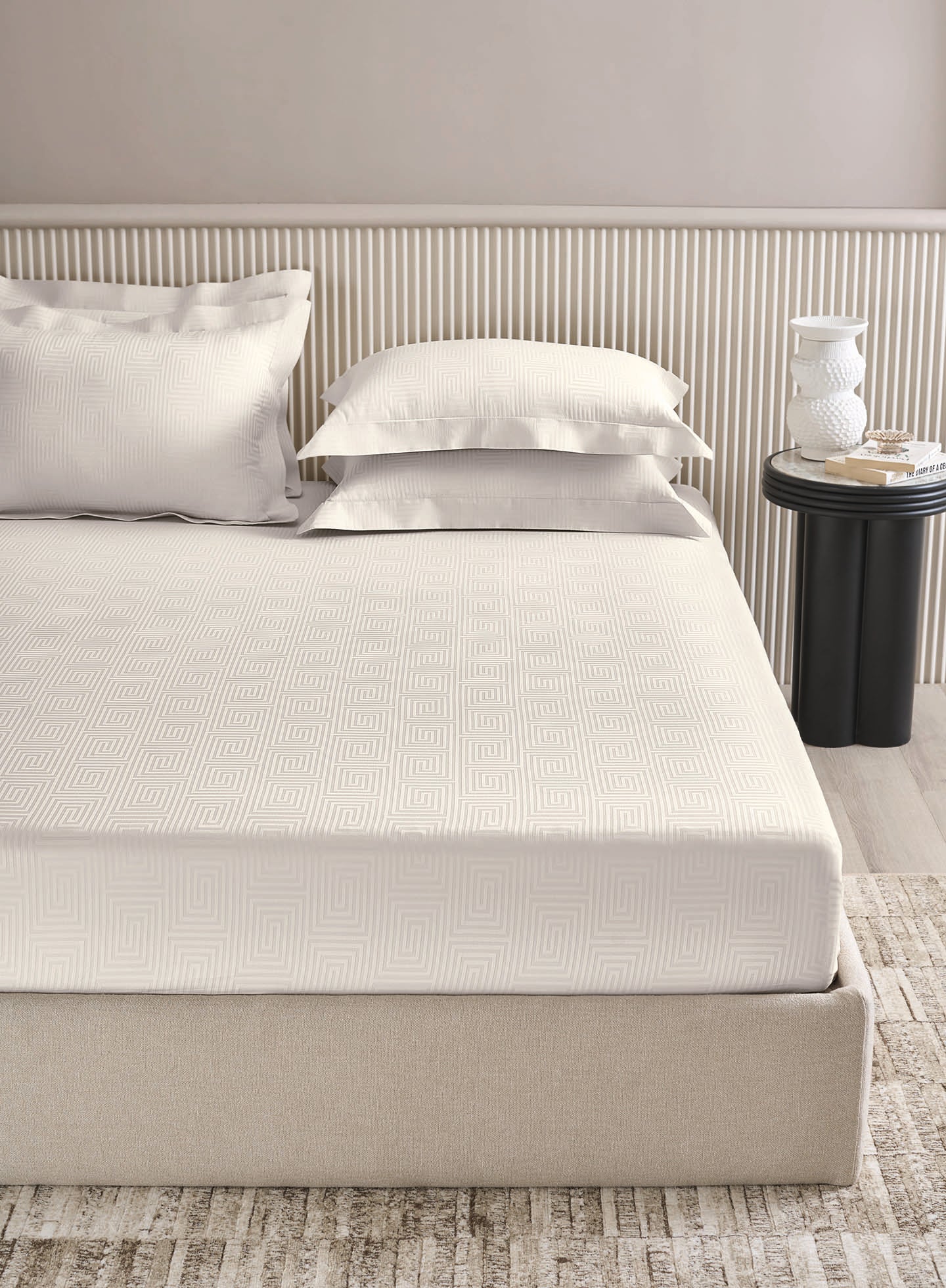RAVEL-BRIGHT WHITE KING BED SHEET SET