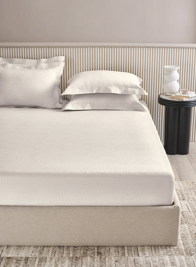 RAVEL-BRIGHT WHITE KING BED SHEET SET