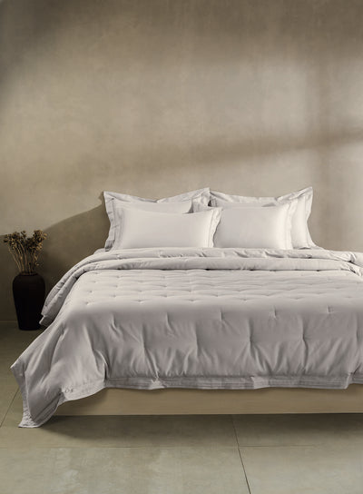 RUSKIN-LIGHT SILVER DOUBLE COMFORTER BEDDING SET