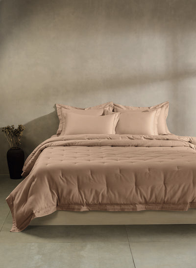 RUSKIN-ALMOND DOUBLE COMFORTER BEDDING SET