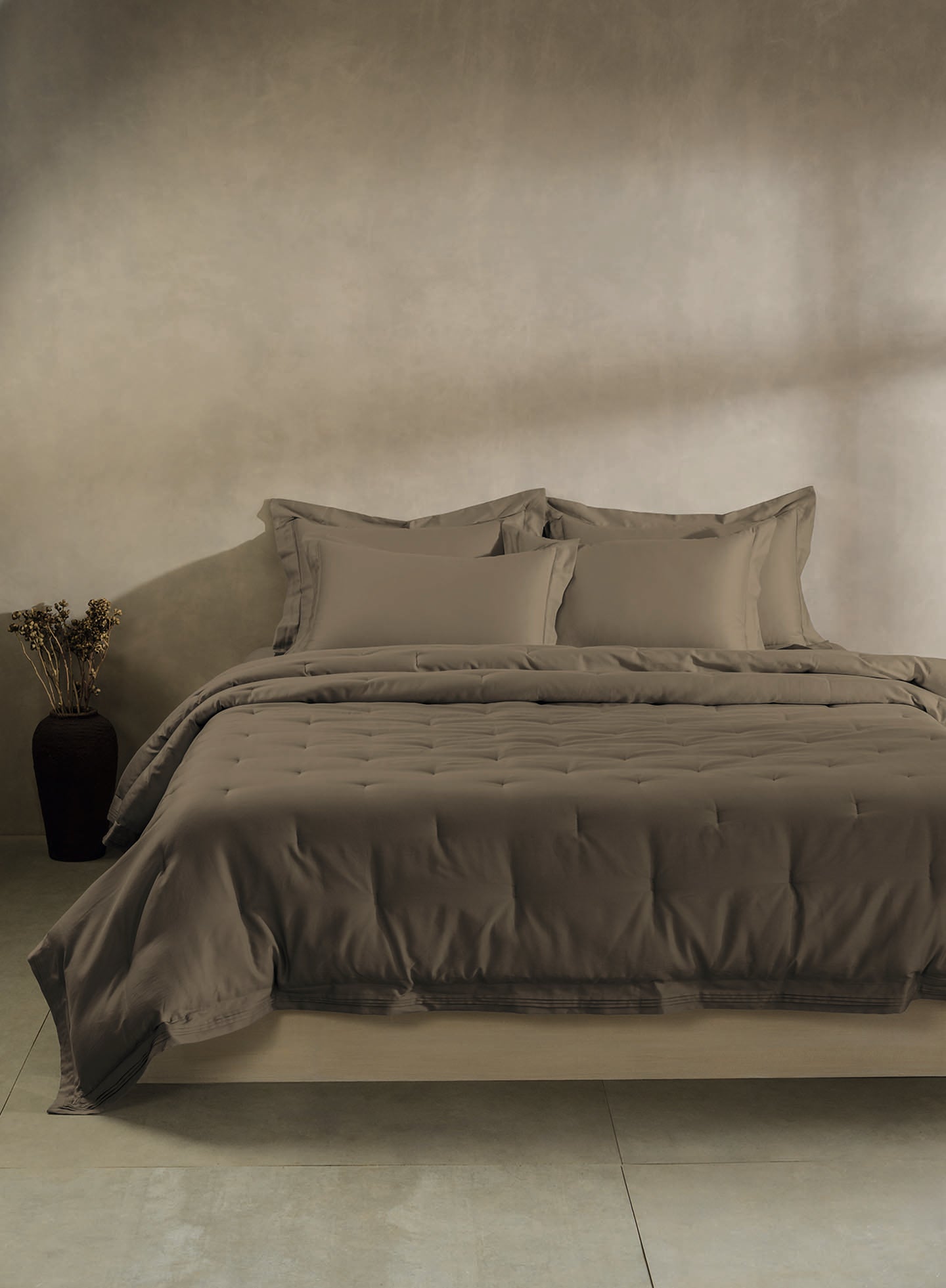 RUSKIN-TAUPE GREY KING BED SHEET SET