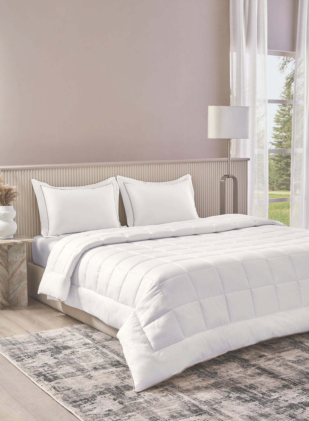 BELMONT-BRIGHT WHITE KING BED SHEET SET