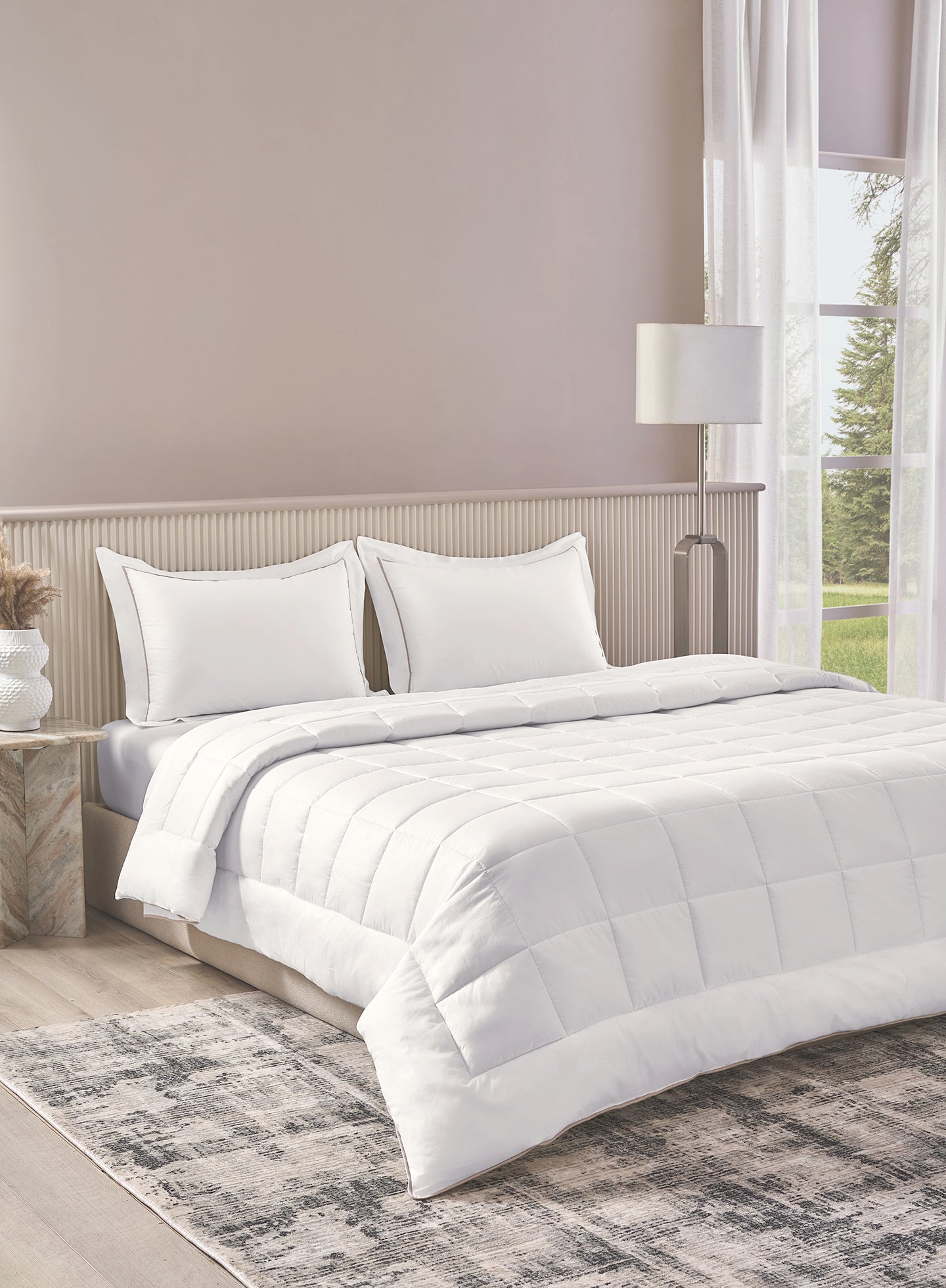 BELMONT-BRIGHT WHITE KING BED SHEET SET