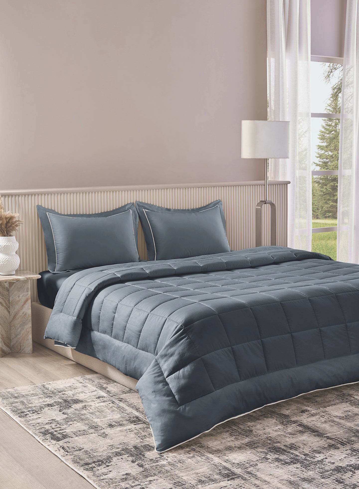 BELMONT-SLATE GREY KING BED SHEET SET