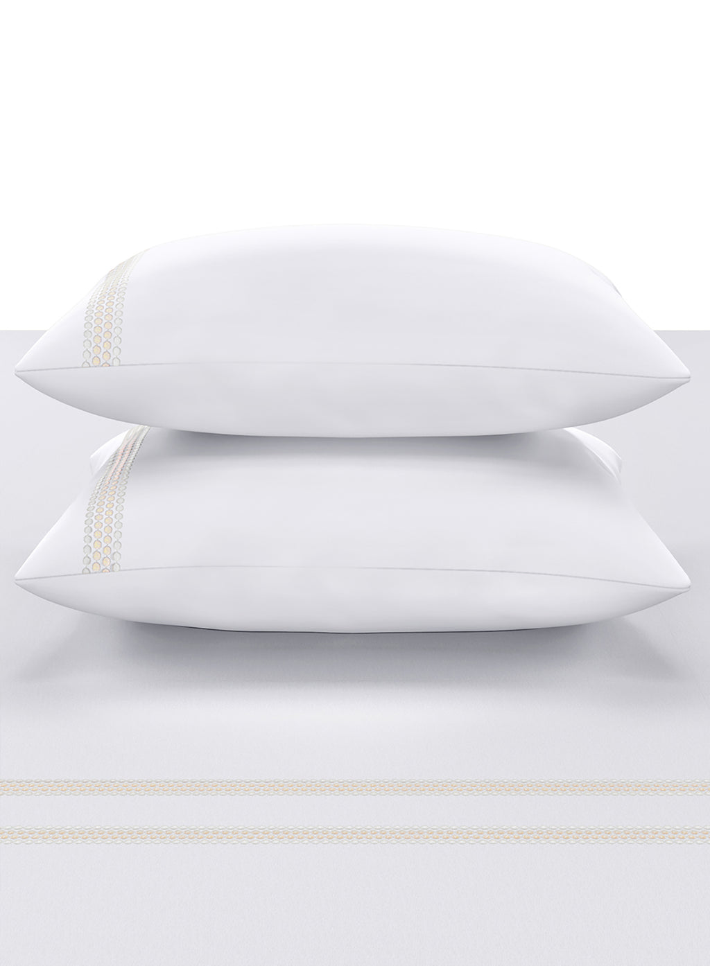 FLYNN-BRILLIANT WHITE-CREAM KING BED SHEET SET