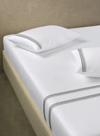 FLYNN-BRILLIANT WHITE-PEWTER KING BED SHEET SET