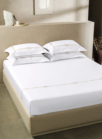 KELSEY-BRILLIANT WHITE-PEYOTE KING BED SHEET SET