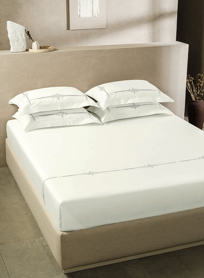 KELSEY-STAR WHITE-CHROME KING BED SHEET SET