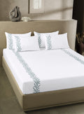 WOODFERN-BRILLIANT WHITE-CELESTE KING BED SHEET SET