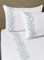 WOODFERN-BRILLIANT WHITE-CELESTE KING BED SHEET SET