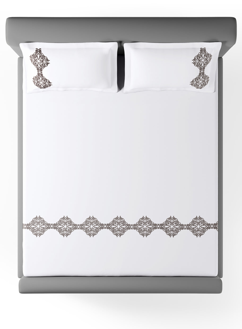 MAGNUS-BRILLIANT WHITE-CHARCOAL KING BED SHEET SET