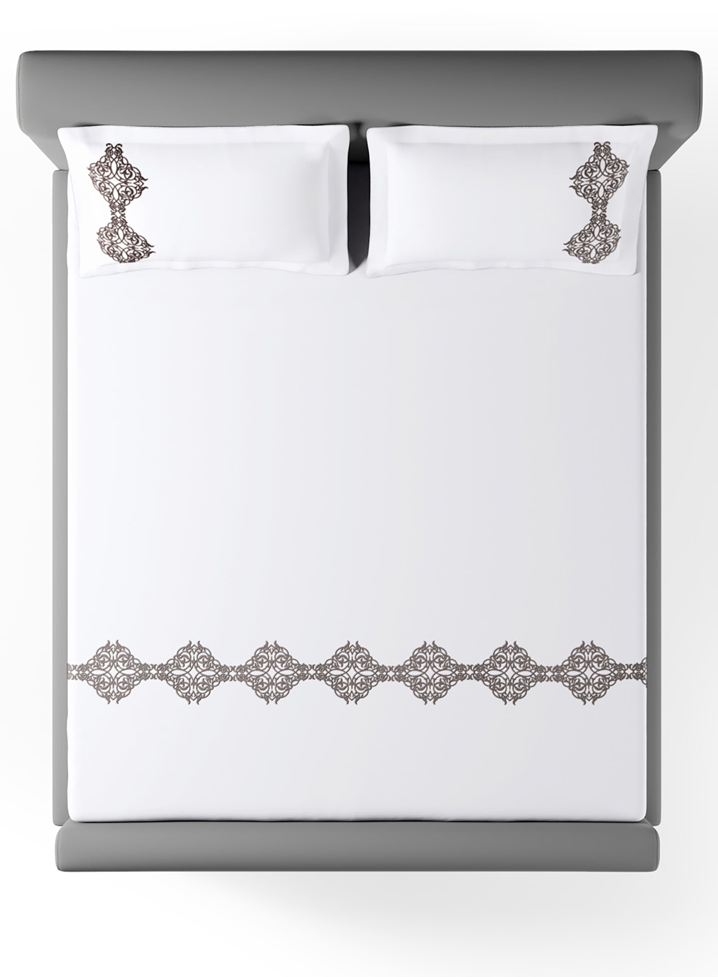 MAGNUS-BRILLIANT WHITE-CHARCOAL KING BED SHEET SET