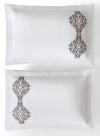 MAGNUS-BRILLIANT WHITE-CHARCOAL KING BED SHEET SET