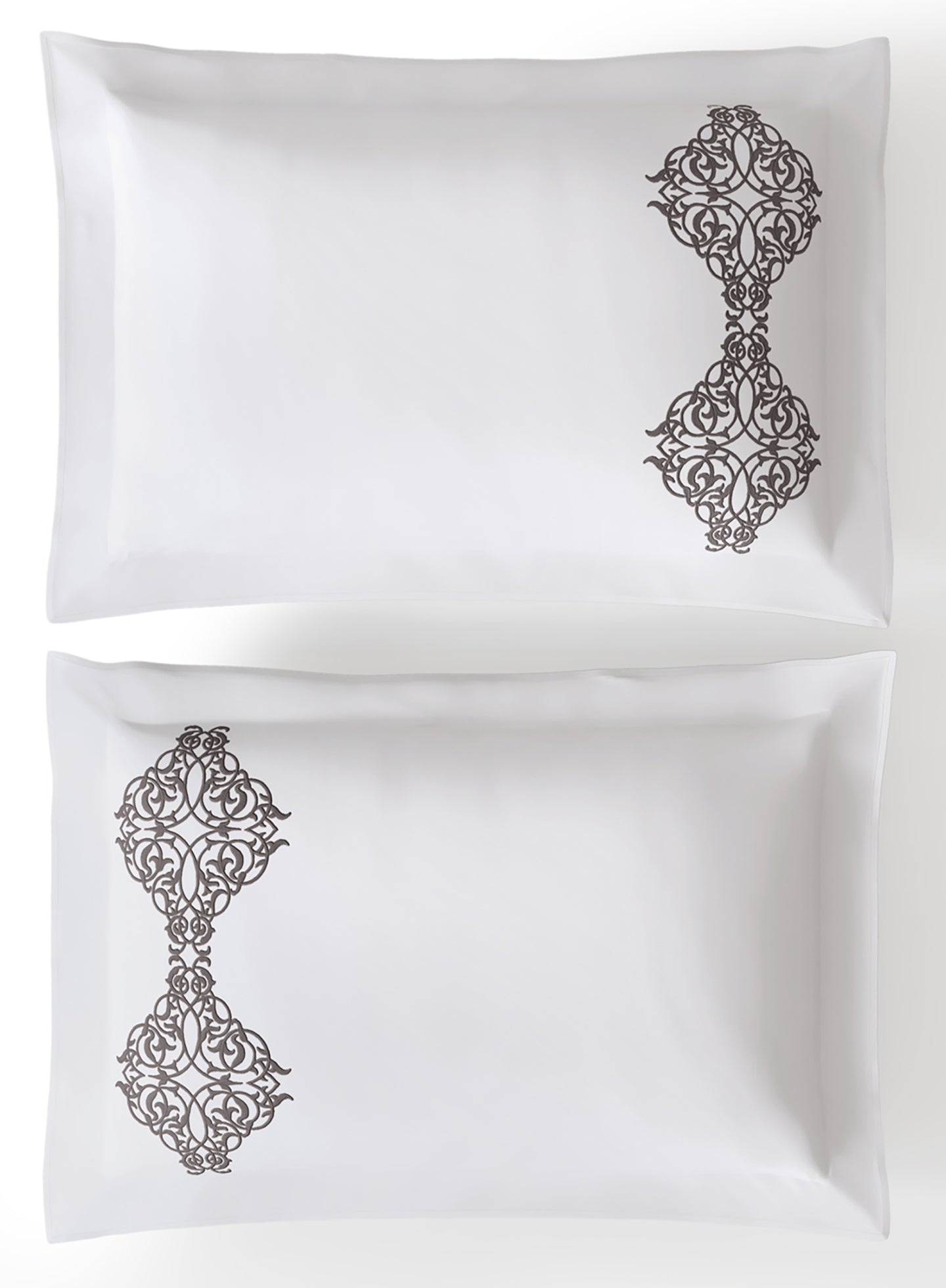 MAGNUS-BRILLIANT WHITE-CHARCOAL KING BED SHEET SET