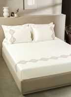 MAGNUS-STAR WHITE-OYSTER KING BED SHEET SET