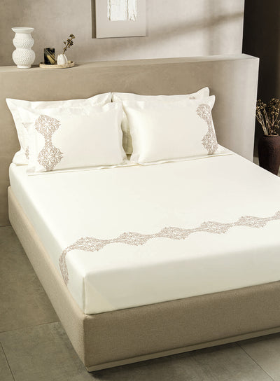 MAGNUS-STAR WHITE-OYSTER KING BED SHEET SET