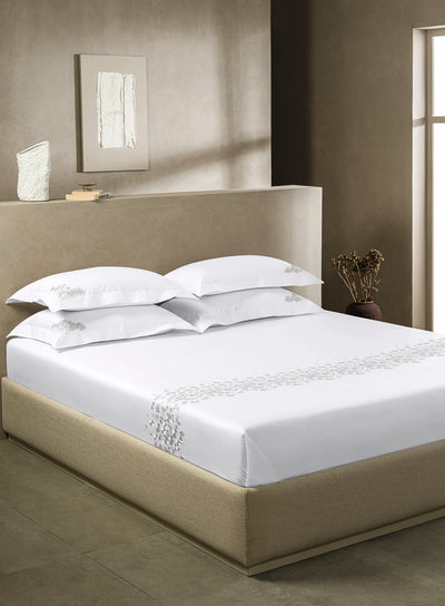 JARDINE-BRILLIANT WHITE-IVORY KING BED SHEET SET