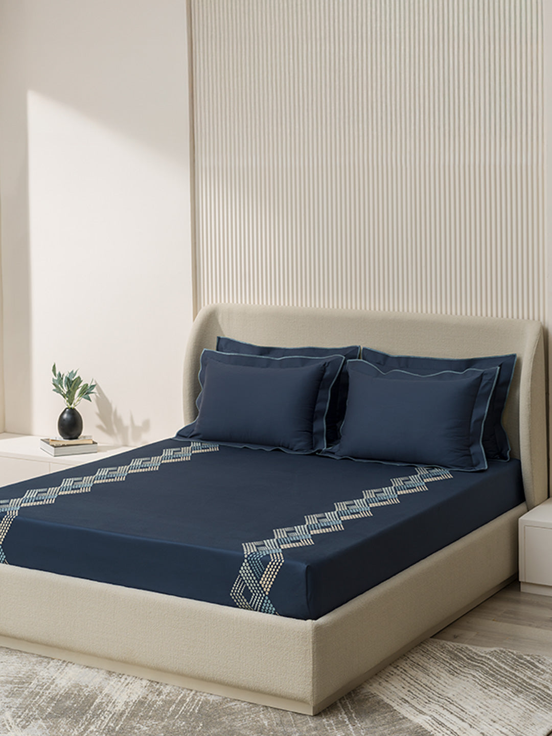 LUCID-NAVY KING BED SHEET SET