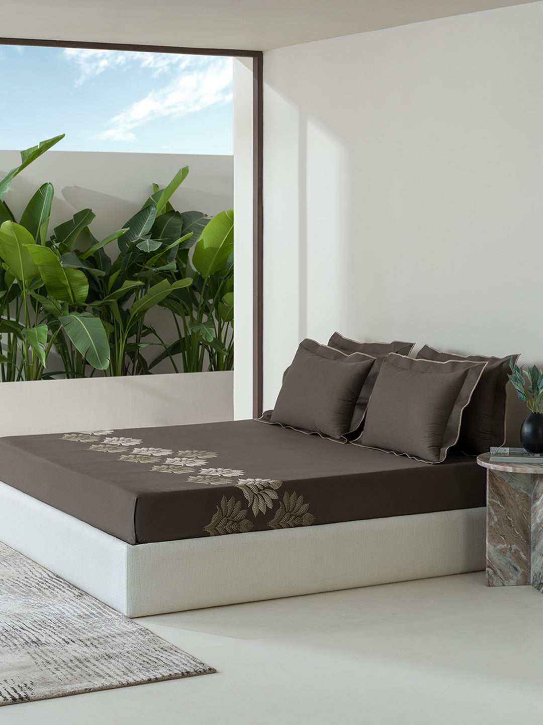 SYLORA-CHARCOAL KING BED SHEET SET