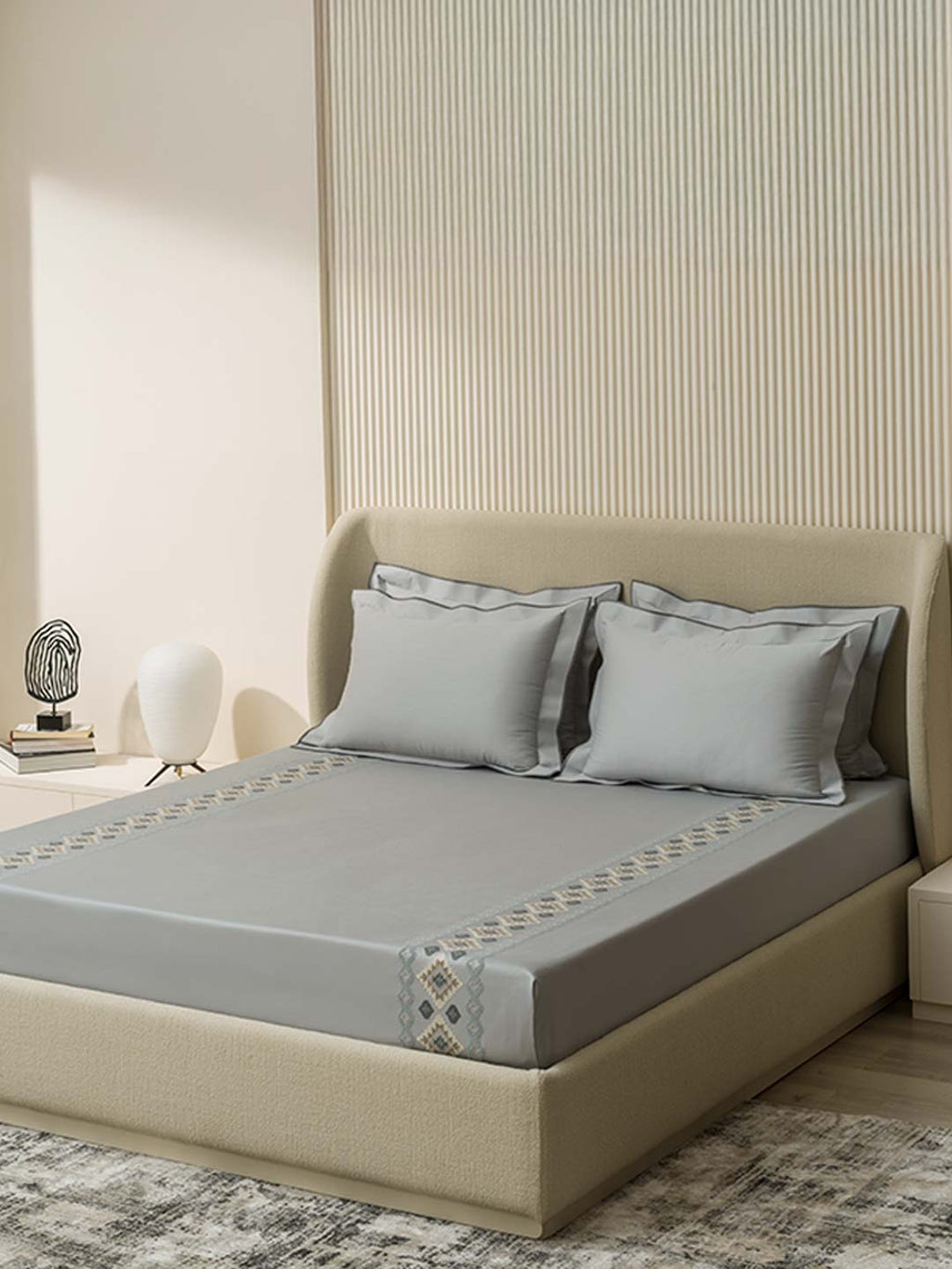 CORSICA-NEW GREY KING BED SHEET SET