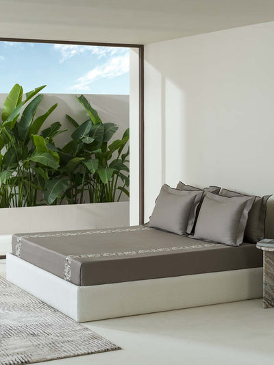 ORNATIA-CEMENT KING BED SHEET SET