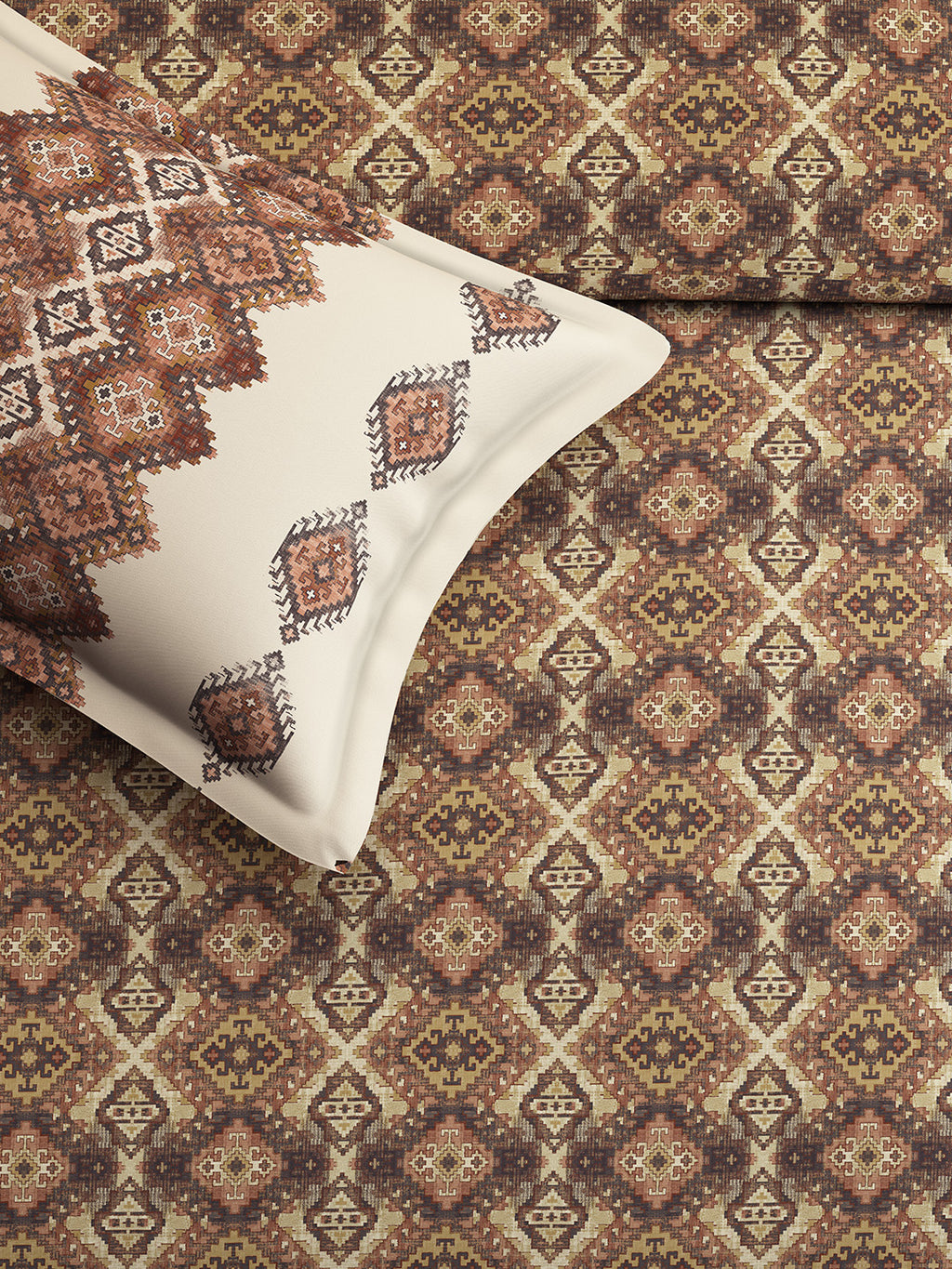 KILIM-TERRACOTTA KING BED SHEET SET