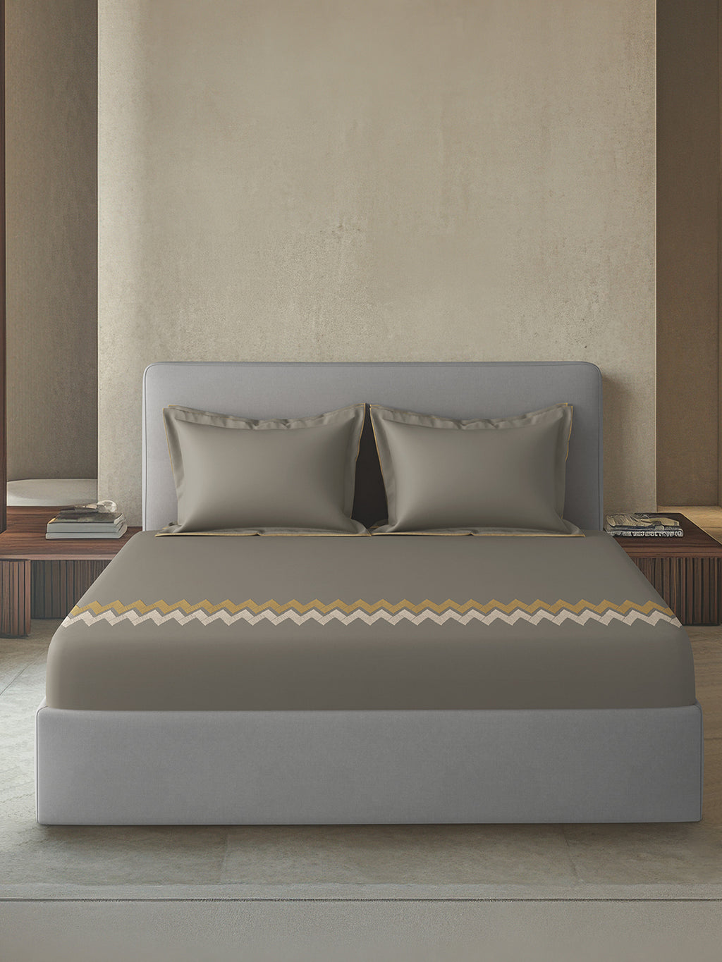 BELFAST-METALLIC GREY KING BED SHEET SET
