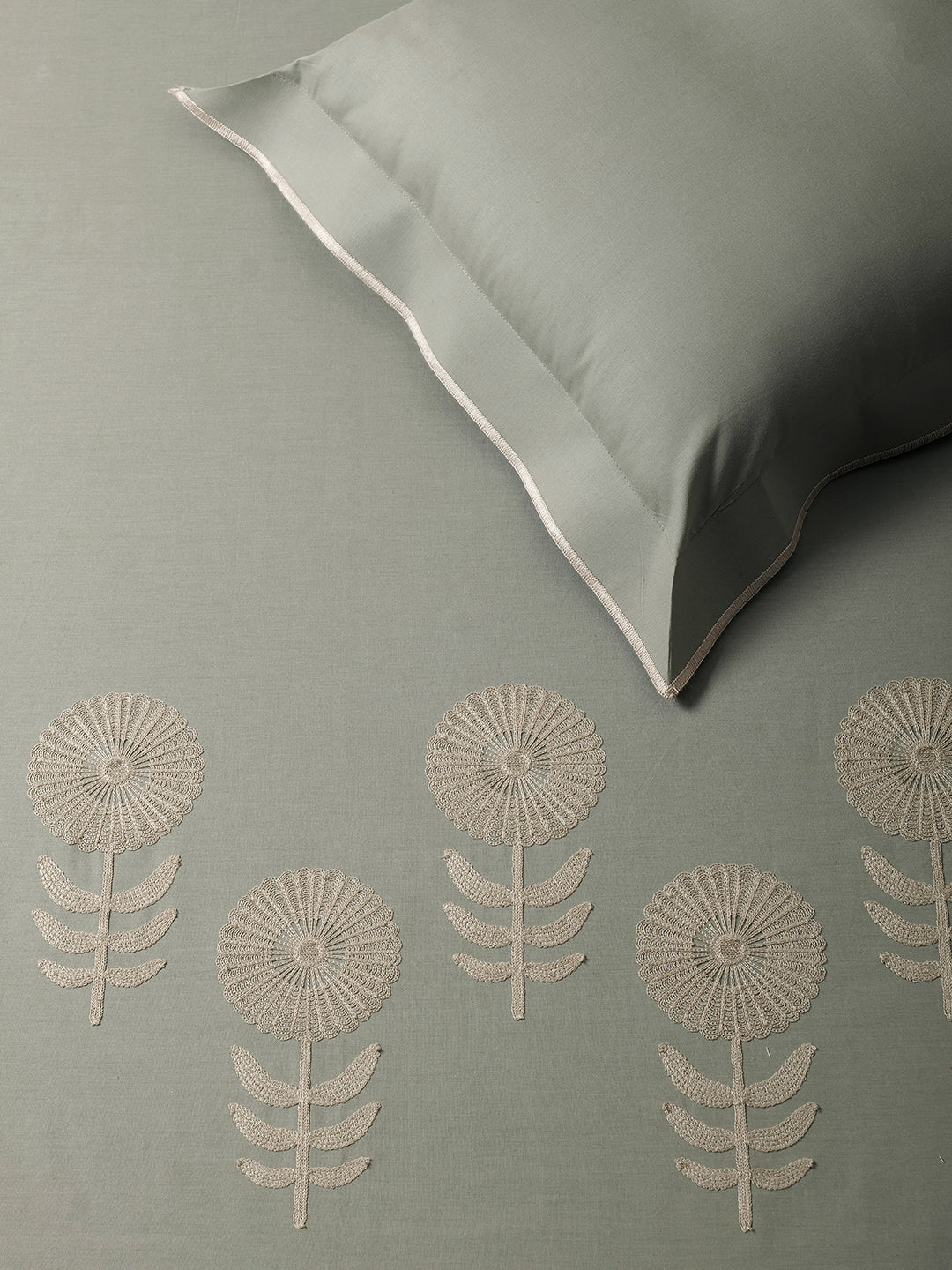 BLOSSOM-MOSS GRAY KING BED SHEET SET