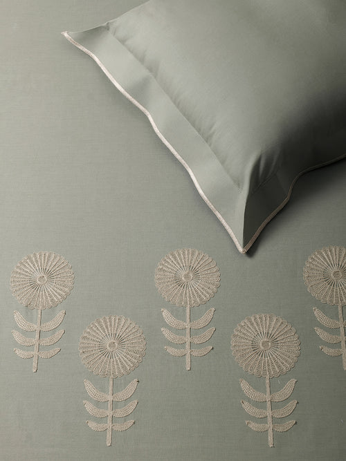 BLOSSOM-MOSS GRAY KING BED SHEET SET