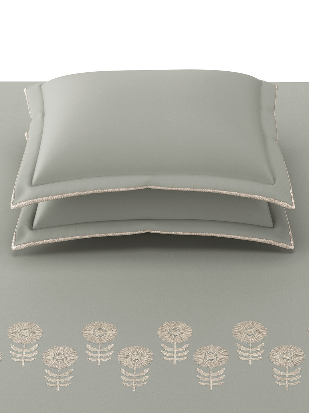 BLOSSOM-MOSS GRAY KING BED SHEET SET
