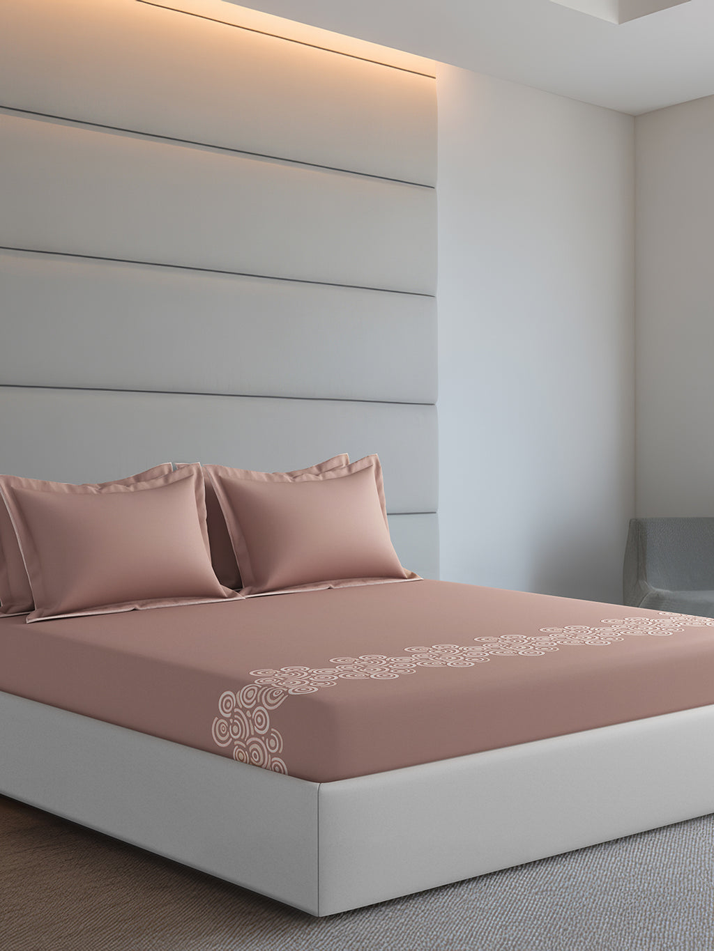 SWIRL-COPPER BROWN KING BED SHEET SET