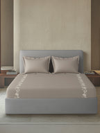 GERANIUM-TAUPE KING BED SHEET SET