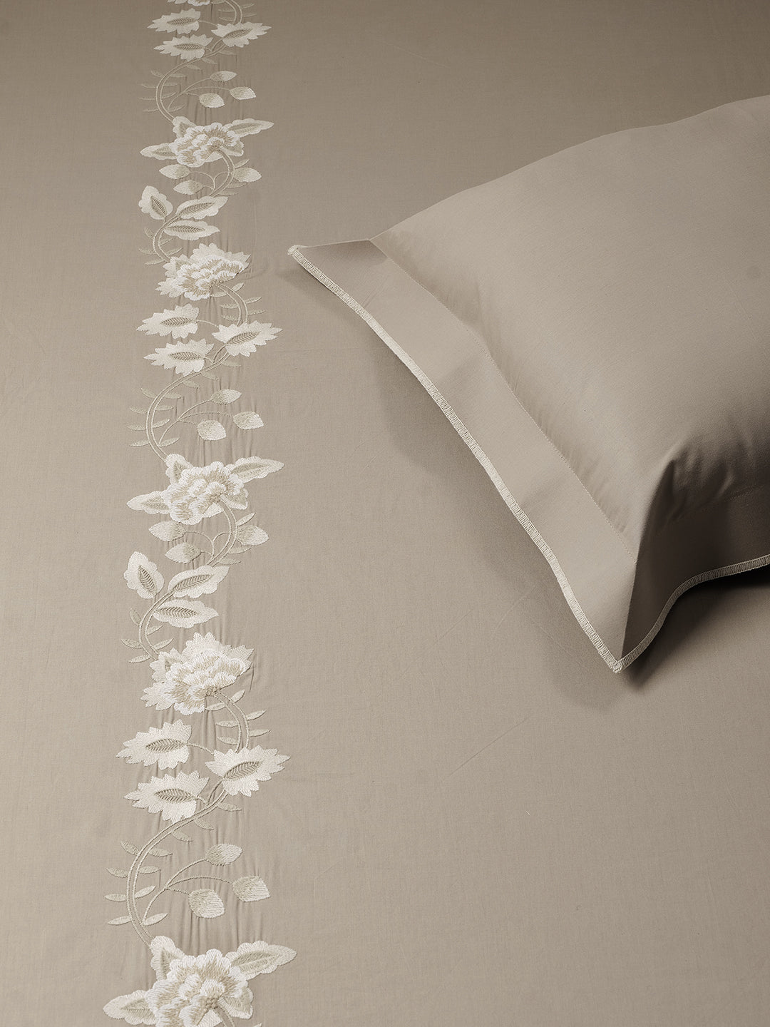 GERANIUM-TAUPE KING BED SHEET SET