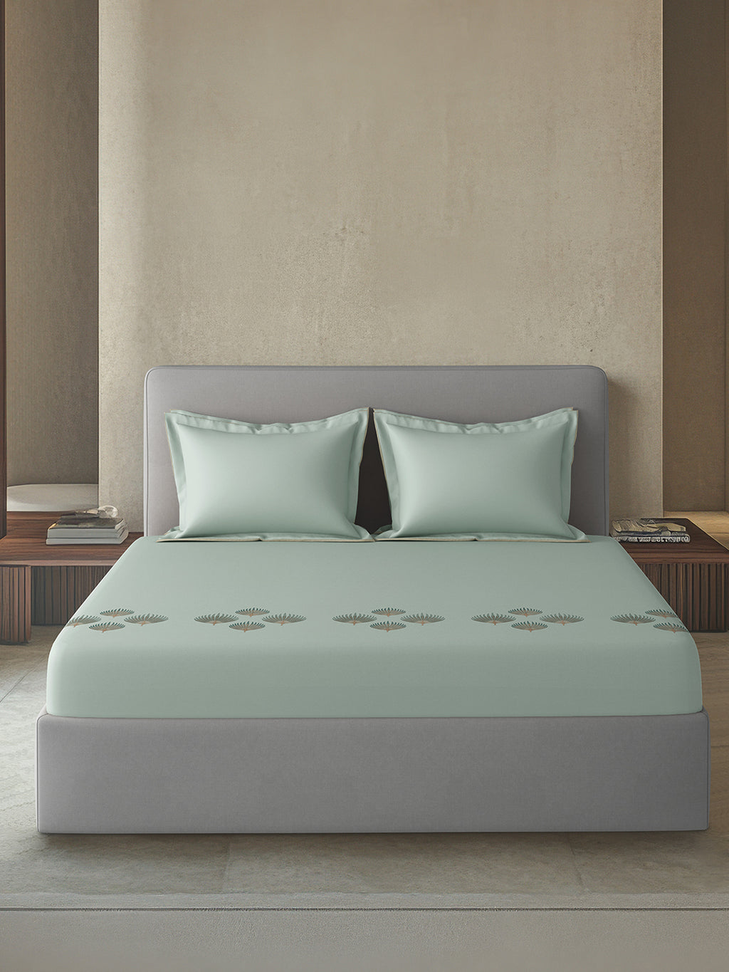 PALMETTE-FROSTY MINT KING BED SHEET SET