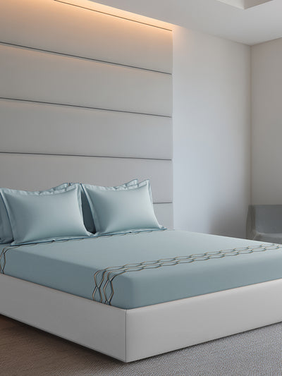 AXEL-STONE BLUE KING BED SHEET SET