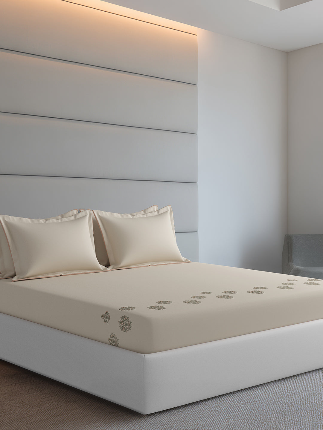 COURTYARD-WHITE SAND KING BED SHEET SET