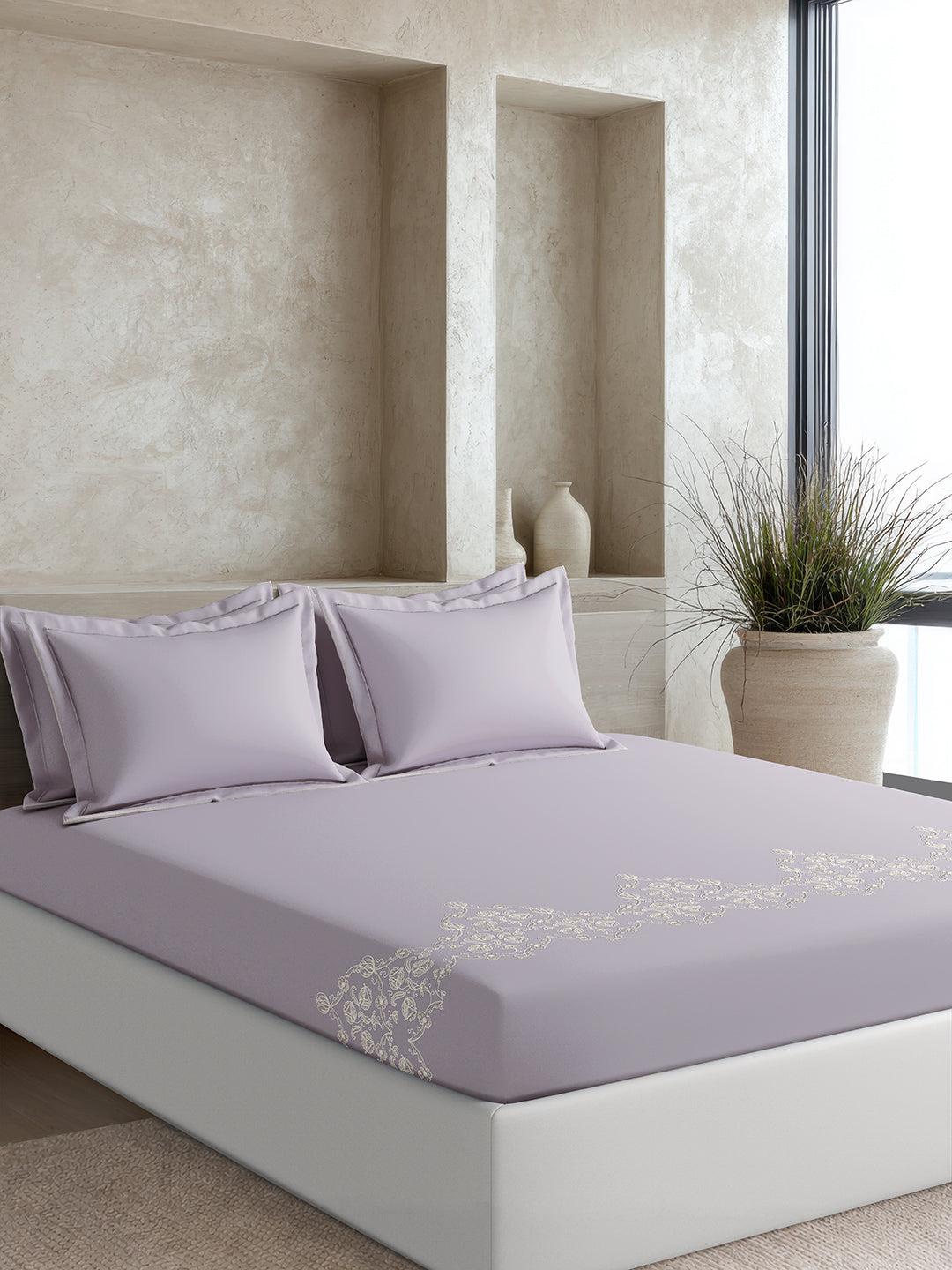 BAROQUE-LAVENDER KING BED SHEET SET