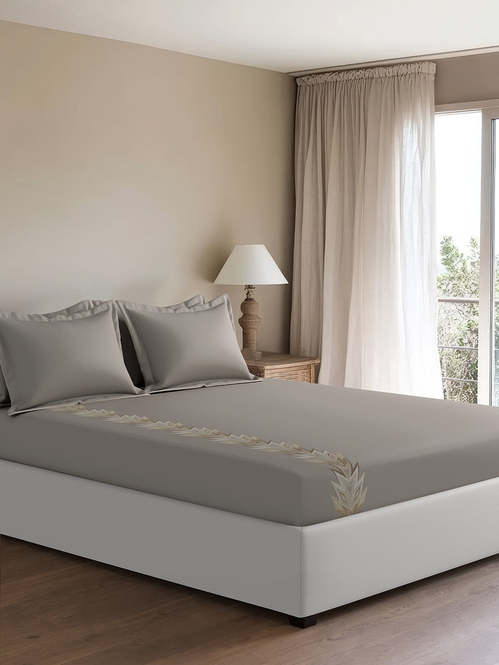 ASCENT-GREY KING BED SHEET SET