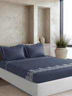 LORENZO-NAVY KING BED SHEET SET
