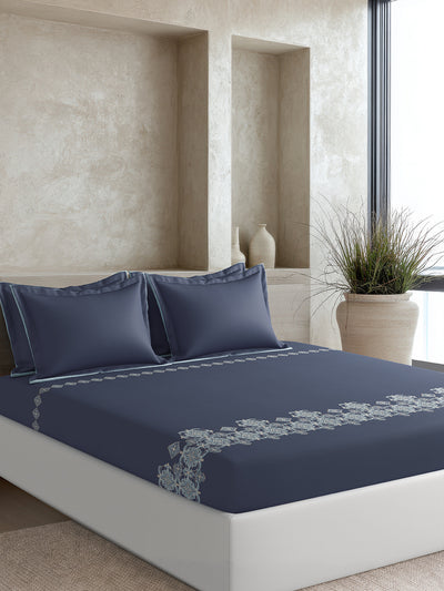 LORENZO-NAVY KING BED SHEET SET