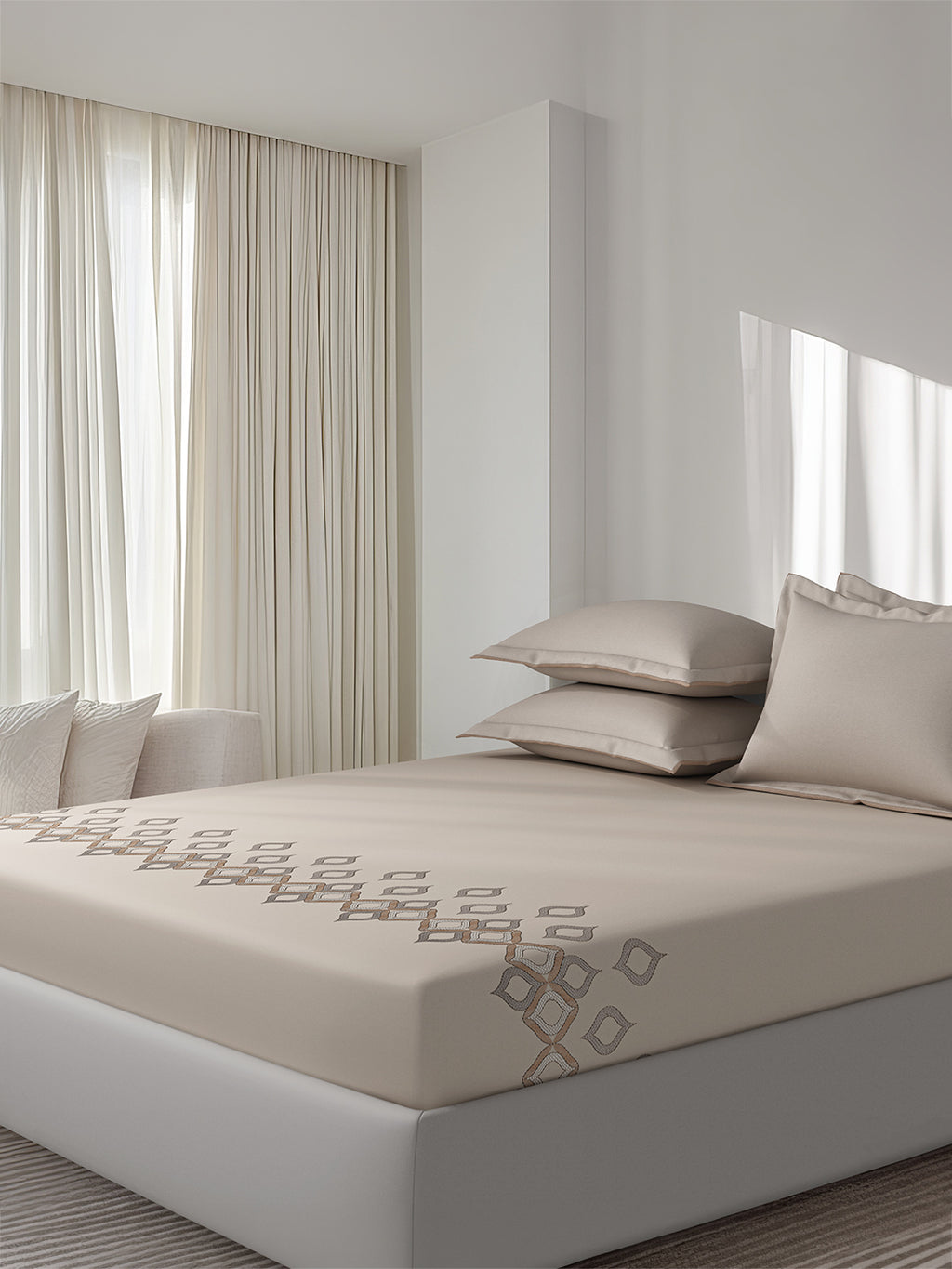 NAVETTE-PEBBLE KING BED SHEET SET