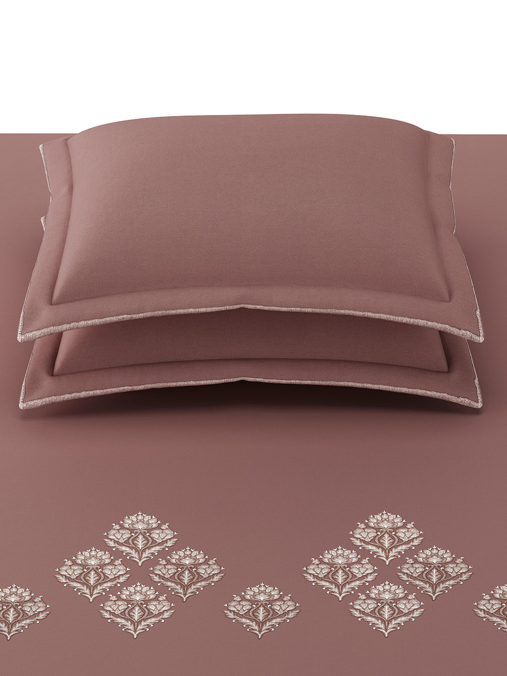 DAMASCUS-ASH ROSE KING BED SHEET SET
