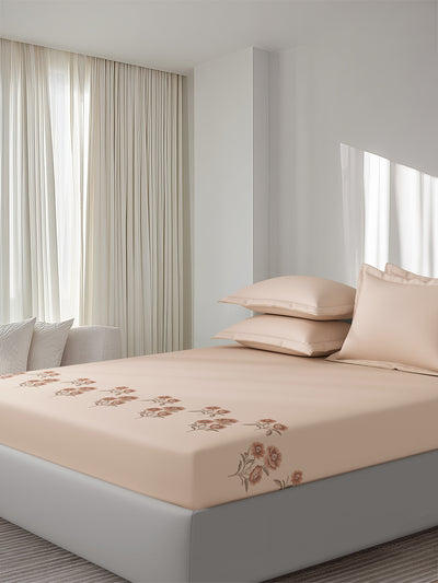 ZINNIA-PEACH KING BED SHEET SET