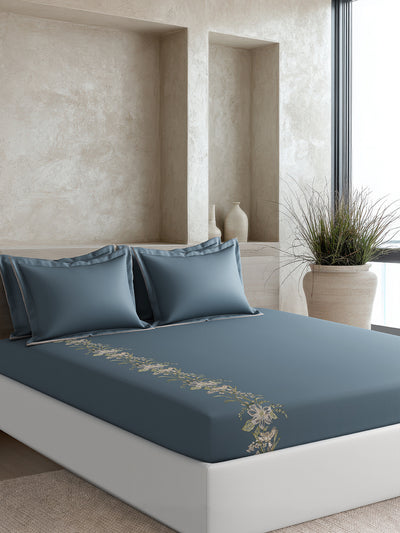 FLORAL TRAIL-AZURE KING BED SHEET SET
