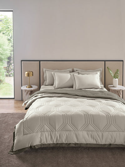 HONEYCOMB-STONE - CINDER REVERSIBLE DOUBLE COMFORTER