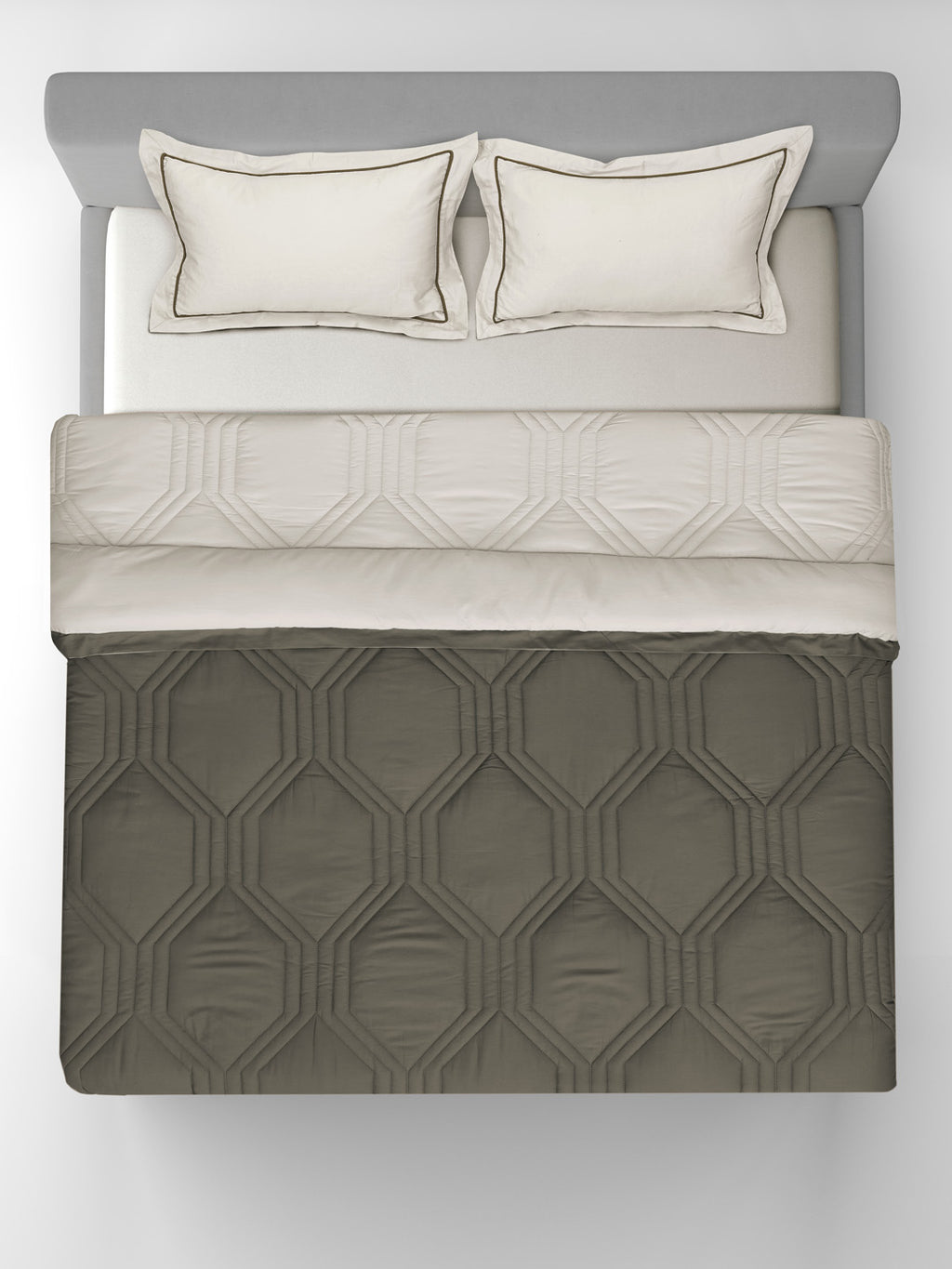 HONEYCOMB-STONE - CINDER REVERSIBLE DOUBLE COMFORTER
