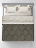 HONEYCOMB-STONE - CINDER REVERSIBLE DOUBLE COMFORTER