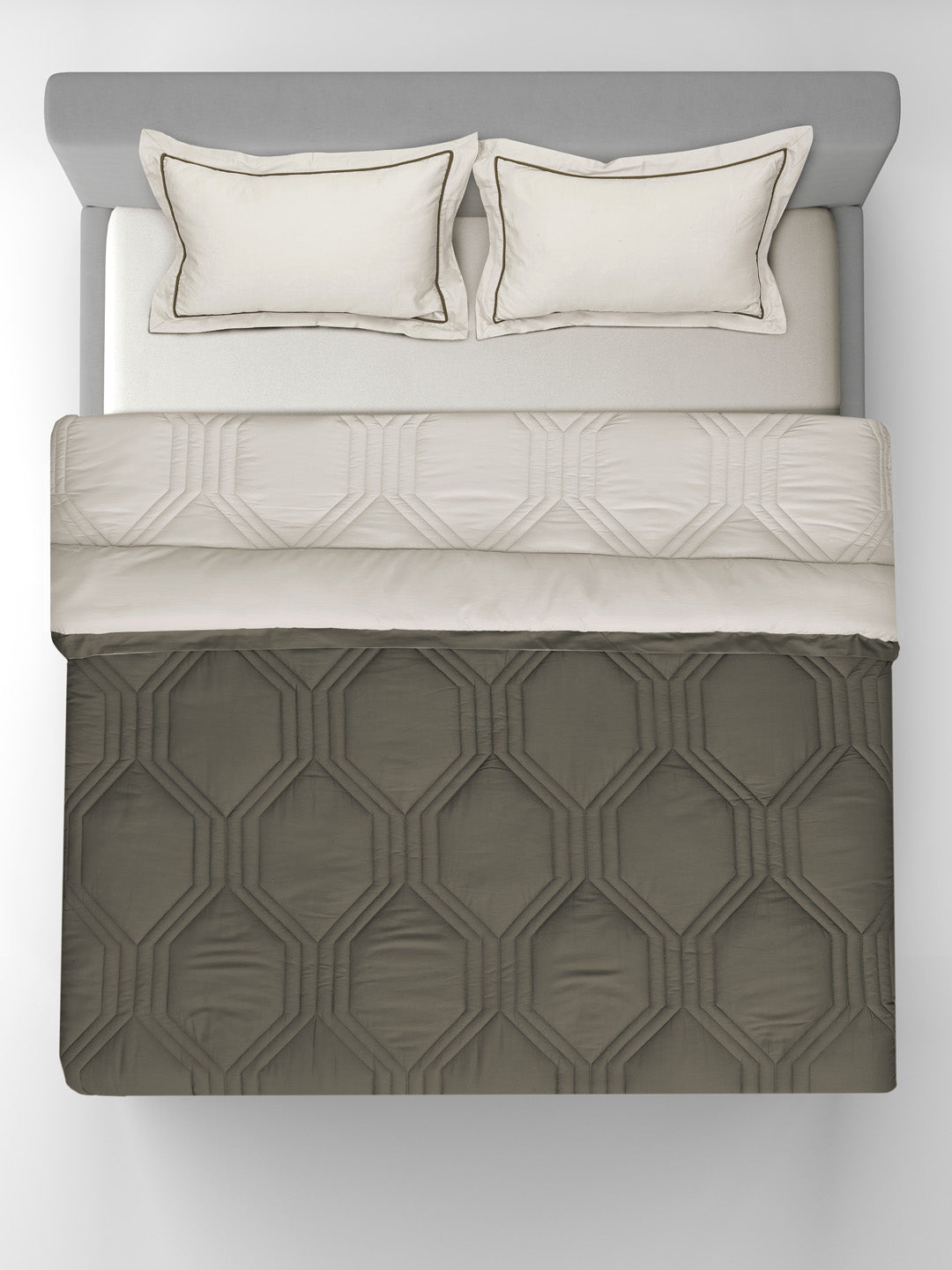 HONEYCOMB-STONE - CINDER REVERSIBLE DOUBLE COMFORTER
