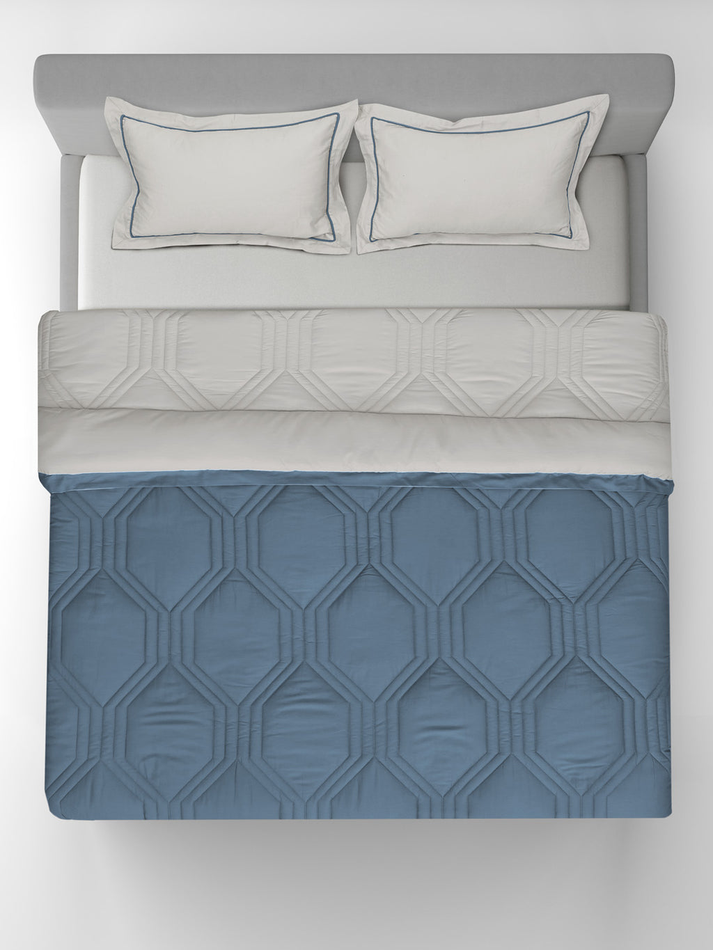HONEYCOMB- ASHWOOD - DENIM REVERSIBLE DOUBLE COMFORTER